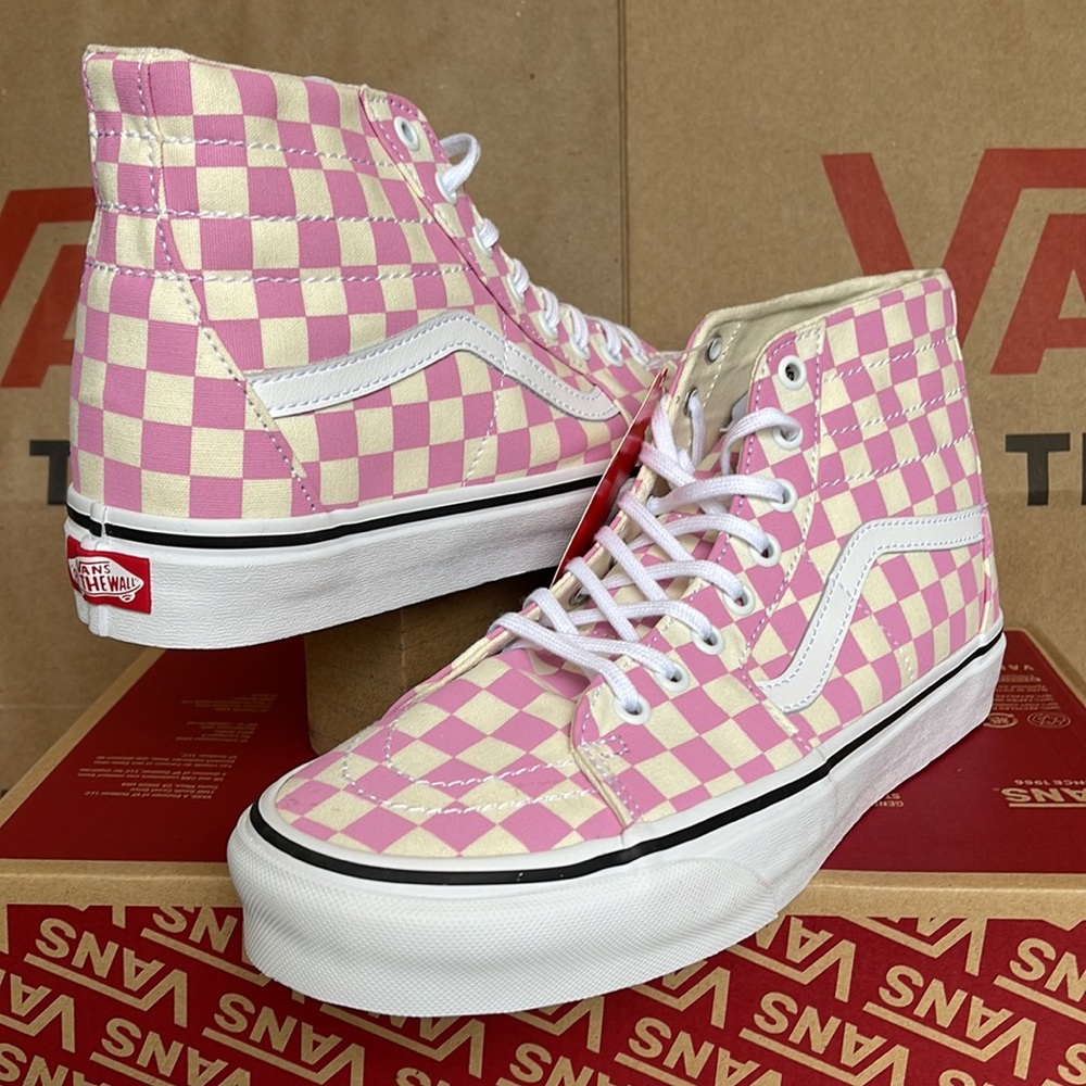 Vans Sk8-Hi Tapered Checkerboard Fchsapk/True White sneakers Men’s - Picture 9 of 16